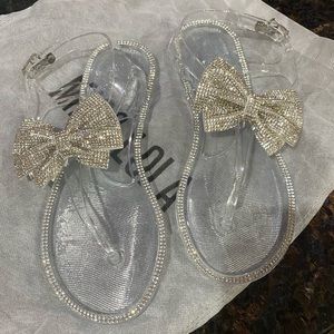 Miss Lola Jelly Bow Rhinestone Sandals size 6